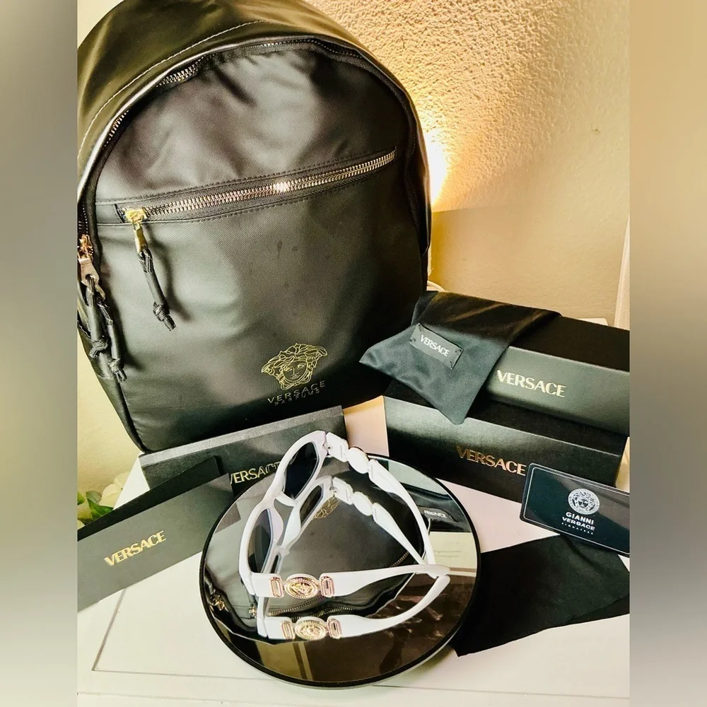 Versace Medusa White Tinted Lens Sunglasses Authentic